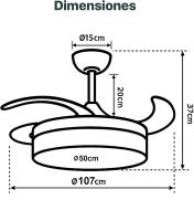 Ventilador de techo OstarkDom con Lámpara LED de 72W – Ventilador Invisible Ultraligero y Silencioso con Control Remoto y Aspas Retráctiles Φ52×H40 cm – Luz Fría/Neutra/Cálida para Interiores – OstarkDom-LEDUNI - details 8