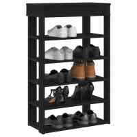 vidaXL Mueble zapatero madera contrachapada 60x30x98 cm en color Gris hormigón/Negro/Blanco y más | almacenamiento funcional diseño moderno para baño dormitorio sala - details 1