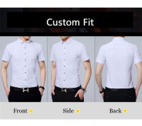 Camisa De Encaje Para Hombre De Alta Calidad No Planchable Manga Corta Nuevo Ropa Sólida Negocios Colores Blanco Azul Negro Rojo Marca GOZBKF - details 5