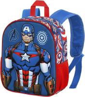 Mochila 3D Pequeña Capitán América Marvel Color Azul y Rojo. Tamaño 31x26x11cm. KARACTERMANIA - details 0