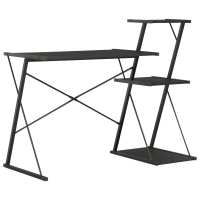 vidaXL Escritorio con estantería 116x50x93 cm en color Negro/Negro y marrón/blanco y roble y más | estructura resistente ideal para salón dormitorio o estudio - details 0