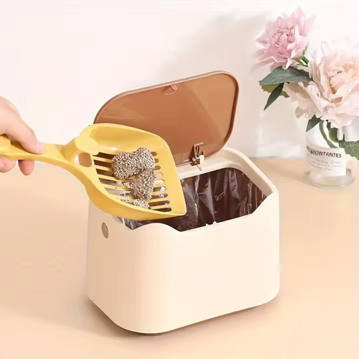 Caja De Limpieza Para Gatos Pequeña Y Ecológica Con Recogido De Basura Y Rascador Integrado Material PP Silencioso Y Cubierto Para El Hogar - 1