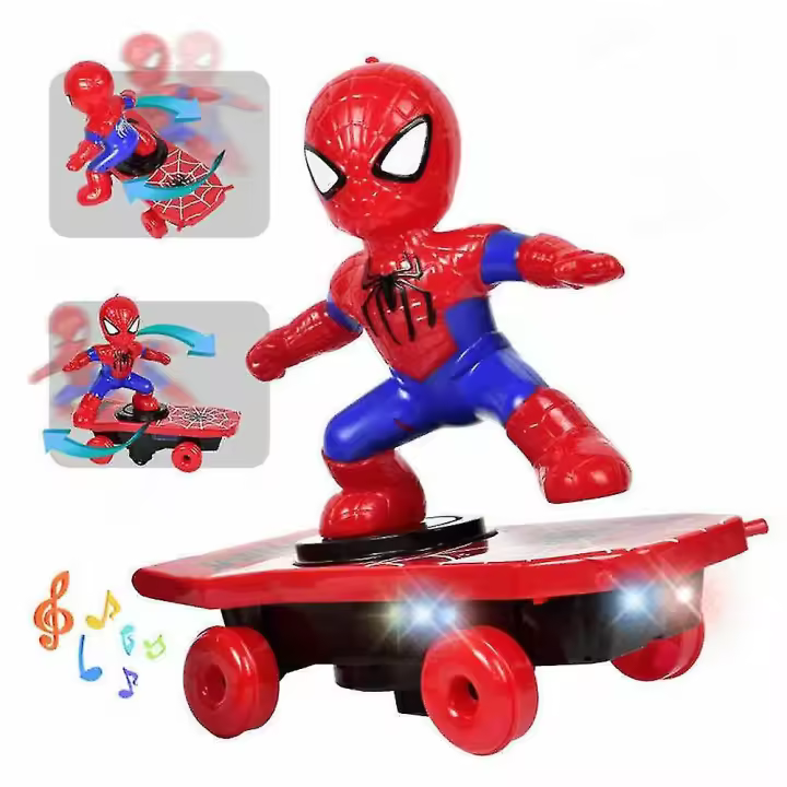 Electric Spiderman Scooter Skateboard Kids Toy With Light Music 360 Tumbler S35 - 1