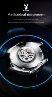 Reloj De Moda PLAYBOY Para Hombres Acero Inoxidable Automático Mecánico Reloj De Mano Con Numeros Romanos Resistente Al Choque Y Luz - details 9
