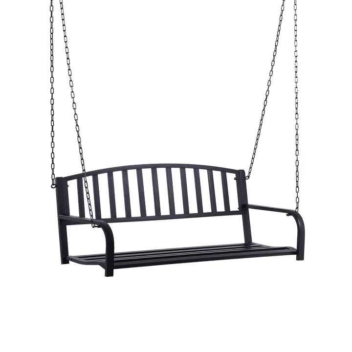 Columbio de Jardín Banco Colgante de 2 plazas Metal Negro 127x60x53cm, ¡Perfecto para Jardines y patios! - 1