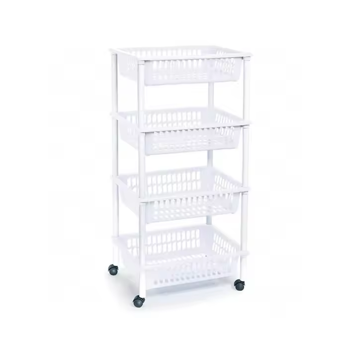 STARLEY-Carrito verdulero Modelo PLFT de plástico con 4 Niveles y Ruedas, cestas apilables portaobjetos, Frutas, Verduras, Cocina, baño (85 x 40 x 30cm) - 1