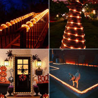 Cadena De Luces Solares De 100 LED Para Jardín Y Decoración De Navidad 12M 8 Modos Impermeable Naranja Luces De Hadas Art Decó - details 9
