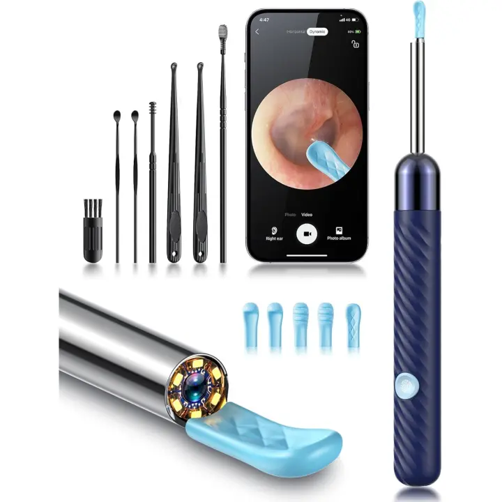 Ear Wax Removal Tool Camera - Ear Wax Removal Kit - Ear Cleaner with Camera - 1080P HD Ear Camera with 6 Ear Spoon - Ear Cleaner for iOS & Android - 1