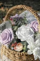 Flores Artificiales, 25 Rosas Falsas de espuma de color Marfil de aspecto real con Tallos - details 2