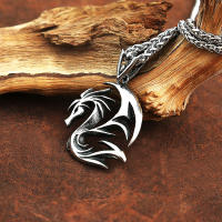 Collar Colgante De Dragón Flamejante Clásico En Acero Inoxidable 316L Para Moteros Joyería Moda Unisex Regalos - details 2