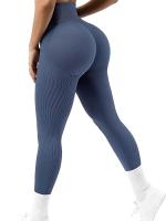Leggings Ribbed Para Mujer Cintura Alta Sin Costuras Push up Glúteos Yoga Gimnasio Fitness Control Abdominal Running Tights - details 0