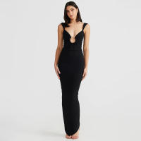 Vestido Maxi Elegante Hugcitar Sin Mangas Con Tirantes Y Abertura En La Espalda Para Mujer Estilo Casual De Verano Con Loop Metálico Y Draped - details 18
