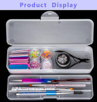 Caja De Almacenamiento Para Uñas Rectangular Doble Capa Con Herramientas De Uñas Portátil De Plástico 22cm Con Palillos Pinzas Cepillo Y Archos - details 8