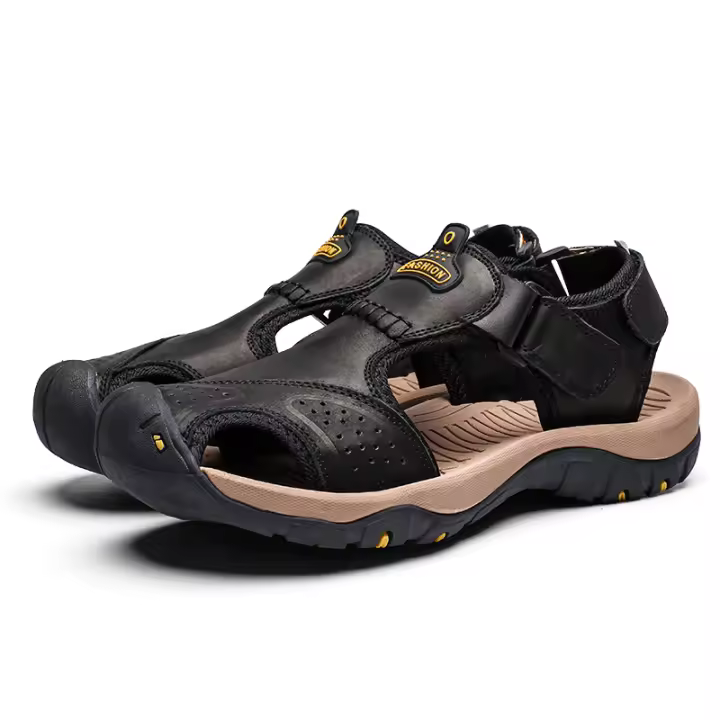 Sandalias De Verano Para Hombre Talla Grande 2023 Cuero Genuino Moda Sandalias Transpirables Con Cierre De Correa Antideslizantes Talla 38-47 - 1