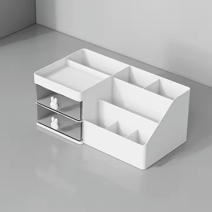 Caja De Mostrador Para Maquillaje Unisex Adulto Con 2 Cajones Gran Capacidad Montaje De Tensión Terminado En Plástico - 1