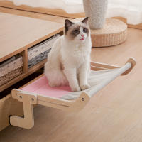 Cama Colgante Para Gato De Alta Calidad En Madera Hamaca Para Ventana Fácil De Lavarse Almohadilla De Tela De Algodón Para Gato Joven - details 16