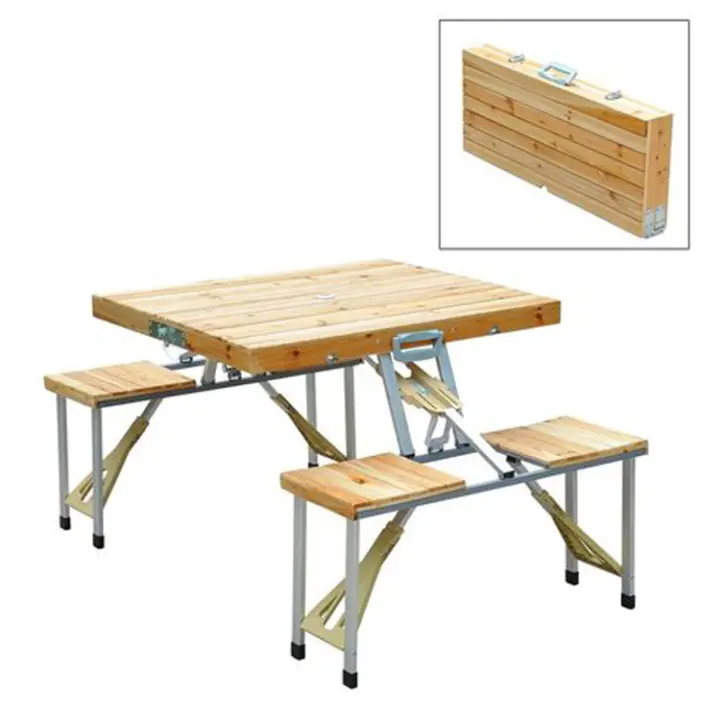 Mesa Maleta con Sillas Plegables de Madera Inuitz - 1