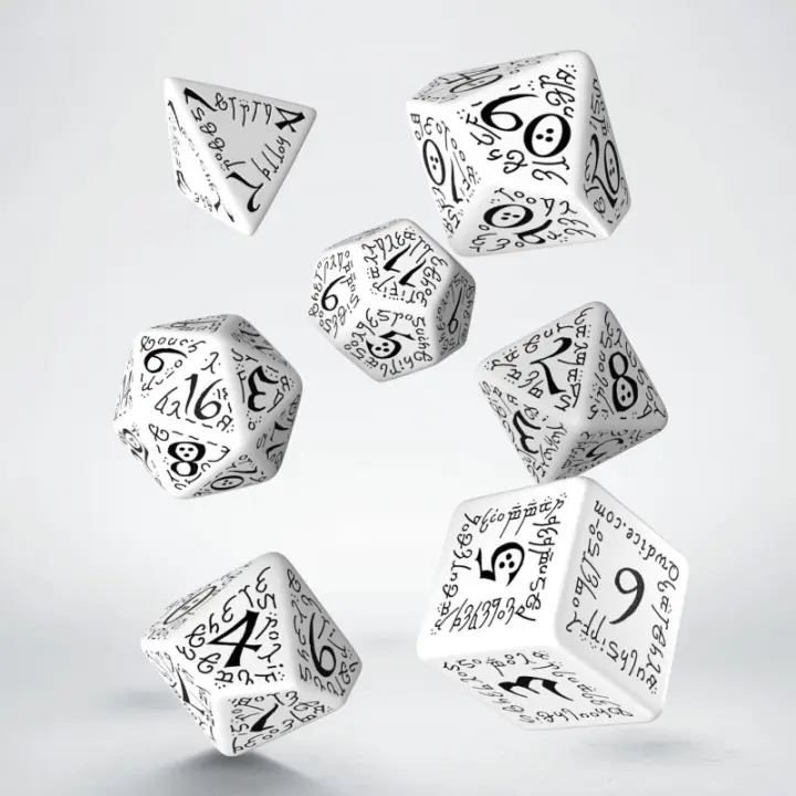 Q-Workshop - Set de Dados Elfos - Blanco & Negro - 1