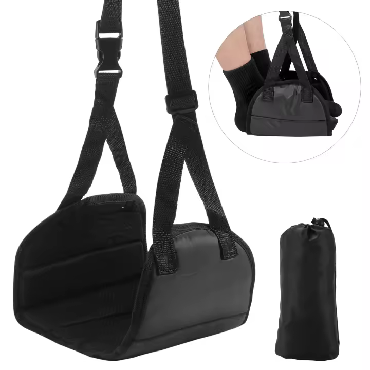 Almohada De Viaje Ajustable Para Pies Asiento De Coche Avión Tren Accesorios De Sueño Portátil De Poliéster 100% Removible Y Lavable Para Adultos - 1