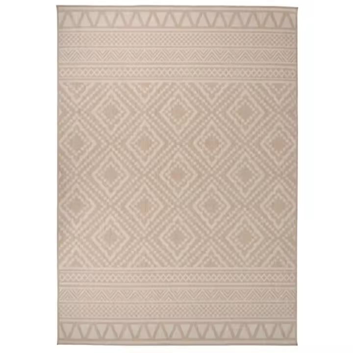 vidaXL Alfombra de exterior de tejido plano rayas marrones 120x170 cm - 1