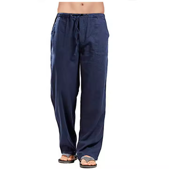 Spring Men's Linen Wide Leg Pants Oversized Sports Street Casual Yoga Pants Sweatpants Men's - 1