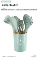 Juego De 12 Piezas De Utensilios De Cocina Ecológicos Con Mango De Madera Y Silicona No Adherente Resistentes Al Calor Espátula Y Cuchara Para Sartén - details 4