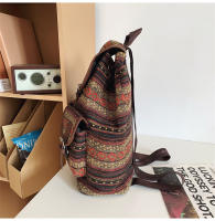 Nueva Mochila Grande Para Mujer 2024 Estilo Étnico Retro Con Cordón Y Estampado Casuístico Bolso De Tanque De Escuela Casual - details 8