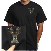 Camiseta De Algodón HX Con Diseño De Animal Ciervo Y Corrales Impresión Doble Dedo Medio Bolsillo Para Hombre Ropa De Verano Manga Corta - details 2