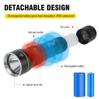 BORUiT Linterna De Buceo LED 2000LM P50 IPX8 Impermeable 100M Luz Súper Brillante Para Pesca Submarina Y Diversión Submarina - details 7