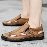 Sandalias De Verano Para Hombre De Alta Calidad Transpirables Y Cómodas Zapatillas De Playa Clásicas De Cuero Artificial Con Suela De Goma - details 14
