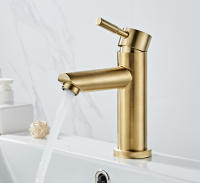 Grifo De Baño De Cobre Soldado Grifo De Mesa Suelta Mezclador De Agua Caliente Y Fría Tapa De Oro Pulido Manillar Único Montaje En La Superficie - details 10
