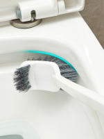 Cepillo De Inodoro Con Mango Largo Y Acabado En Azul Succión De Ventosa Montaje En La Pared Doble Cara Sin Esquinas Muertas Para Limpieza De Baño Y Lavabo - details 6