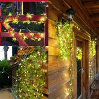Luces De Ivy Artificial De Hojas Verdes Y Flores 2M-10M Para Decoración De Bodas Fiesta Navidad Hogar Pared  Cadena De Luz Faeirina - details 0