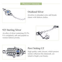 Pulsera De Hamsa Ojo Azul Con Zirconia Cadena Línea 925 Plata Esterlina Fatima De Mano Para Mujer Joyería Moda Clásica CQB079 - details 1