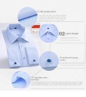 Camisa De Negocios Para Hombre Azul Claro Con Solapas Cuello En V De Corte Slim Ajustada Uniforme De Banco De Calidad Simple Y Clásica - details 1