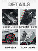 Coche Deportivo Diecast 1:24 Escala Veneno Modelo De Juguete Metálico Con Luces Y Sonido Puertas Abiertas Absorción De Choques Regalo De Colección - details 10