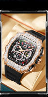 Reloj De Lujo Para Hombre ONOLA Diseño De Moda Con Diamantes Inlaidos Resistente Al Agua Mecánico Automático Material De Correa De Silicona - details 7