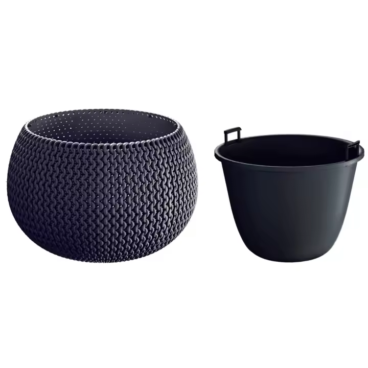 Maceta Redonda Prosperplast Splofy Bowl con Depósito en Antracita 29x29x19cm - 1