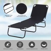 GREATOOL Tumbona Plegable, Tumbona de Jardín con Respaldo 186 x 53 x24cm,  Ajustable en 3 Posiciones Carga 120 kg para Patio, Césped, Playa, Piscina, Tomar el sol, Negro - details 1