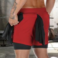 Shorts De Fitness Para Hombre Moda Transpirable 2 En 1 Doble Capa Secado Rápido Gimnasio Correr Ejercicio Deportivo Shorts Ajustados - details 6