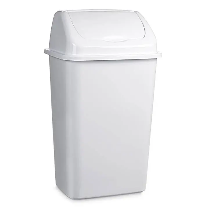 CABLEPELADO Papelera plastico basculante, Cubo basura basculante, Basura plástico tapa basculante, 40 cm altura x 20 cm ancho x 15 cm fondo, PP5 Plástico resistente, Capacidad 9 Litros, Blanco - 1