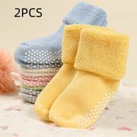 Calcetines De Algodón Para Bebés 2PCS Otoño Invierno Gruesos Y Cálidos Para Niños Y Niñas Antideslizantes Terry 0-3 Años - details 0