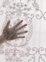 Cortinas Blancas De Encaje Florido Sheer Para Sala De Estar Y Dormitorio Voile Translúcida De Poliéster 100% Con Grommets - details 2
