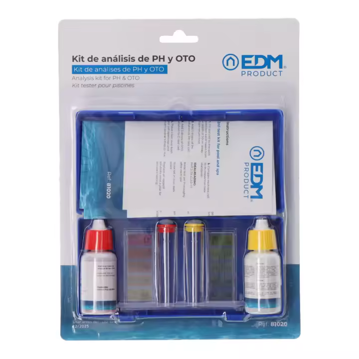 Kit de Test Para Piscinas de Cloro - pH - Alcalinidad. EDM - 1
