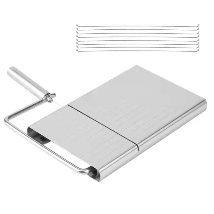Rebanador de queso de acero inoxidable con 8 cables, cortador de queso para bloque, tabla de cortar, mantequilla de queso - 1