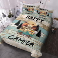 Juego De Cama 3 Piezas Con Patrón De Autobús De Camping Y Madera Gris Perla Suave Y Ligero Funda De Edredón Microfibra Sábana Y Fundas De Almohada - details 2