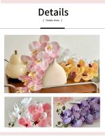 Orquídeas Artificiales De Látex Con 9 Mariposas Para Decoración De Habitaciones Y Mesas Fiesta De Boda Disponibles En Color Natural - details 4