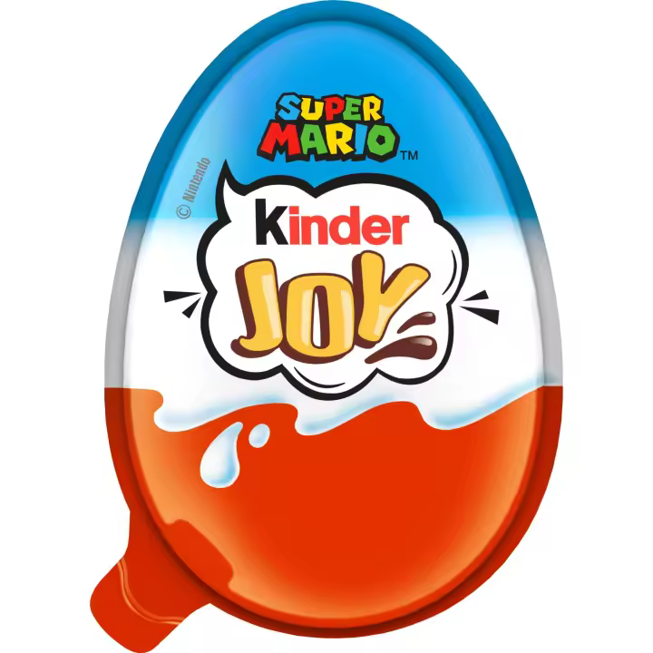 Kinder Joy Mario Bros - Bandeja con 24 huevos con crema de leche y cacao y 2 bolitas de chocolate - Contiene un juguete en el interior - 1