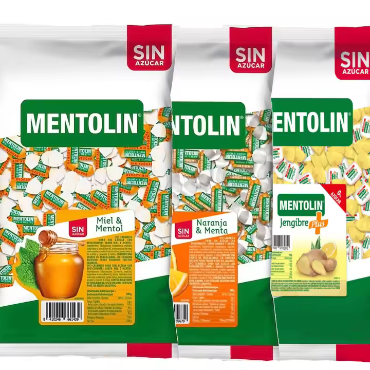 MENTOLIN PACK 3 Kg caramelos sin azúcar duros Miel Mentol & Naranja & Plus Jengibre - 1