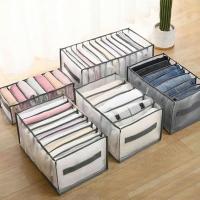 Set de 3 piezas Organizador Armario Ropa- [36X17X12]cm- con 7 Compartimentos para Ahorrar Espacio- Cajas Organizadoras para Pantalones, Camisetas, Toallas- Caja Organizadora Ropa con Separadores Flexible - details 1